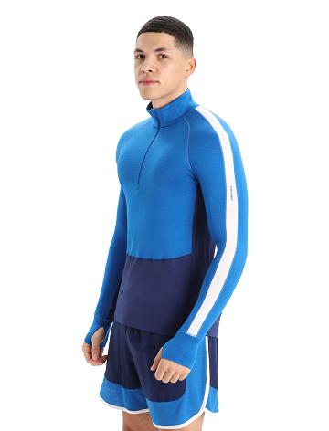 Pánské Base Layers Icebreaker 260 ZoneKnit™ Merino Long Sleeve Half Zip Královská Modrá Tmavě Blankyt | CZ 1623TCEV